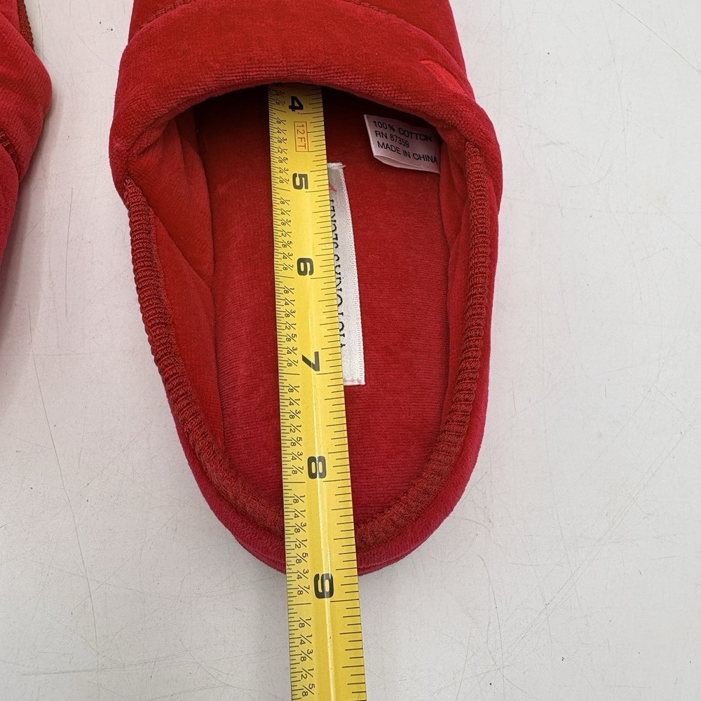 Victoria's Secret Slippers Womens Medium Red Velour Mule House Shoes - Picture 9 of 9